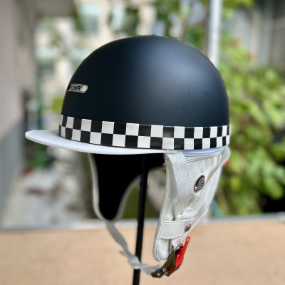 Nón bảo hiểm xe máy 1/2 Rona Bosozoku Plus có ốp tai da phong cách Retro cho nam và nữ