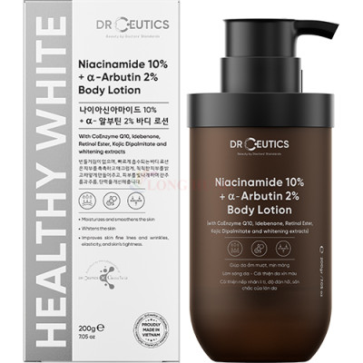 Sữa dưỡng thể DrCeutics Niacinamide 10% + Alpha Arbutin 2% Body Lotion giúp cải thiện độ đàn hồi săn chắc của da (200g) - Hàng chính hãng