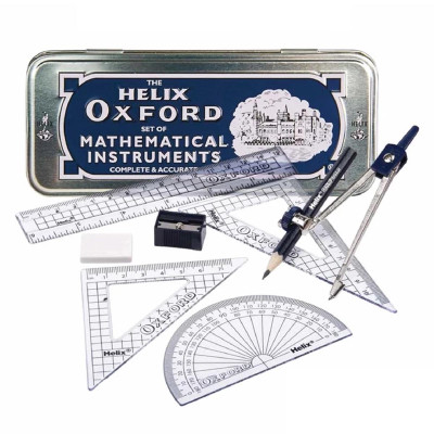 Bộ Thước Eke 9 Món Học Toán Hộp Thiếc - Helix