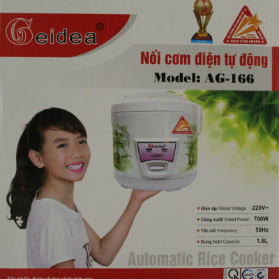 Nồi Cơm Điện Nắp Gài Geidea AG-166 - Màu Ngẫu Nhiên - Chính Hãng