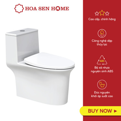 Bồn cầu một khối TUSLO LUXURY T012 chất liệu men cao cấp, nắp PP chống thấm - Hoa Sen Home - Hàng chính hãng - MIỄN PHÍ VẬN CHUYỂN