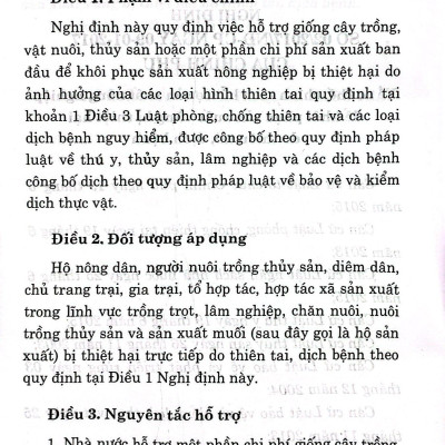 Quy Định Pháp Luật Về Cơ Chế, Chính Sách Hỗ Trợ Sản Xuất Nông Nghiệp Để Khôi Phục Sản Xuất Vùng Bị Thiệt Hại Do Thiên Tai, Dịch Bệnh