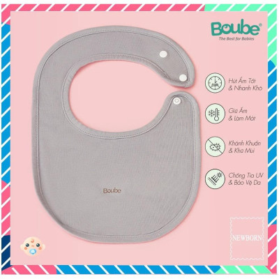 Khăn yếm tròn đeo cổ có cúc bấm cho em bé sơ sinh, trẻ nhỏ Boube nhiều màu, vải sợi tre Bamboo thông minh, thoải mái