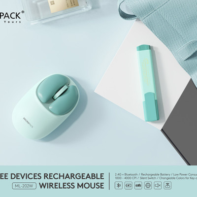 Chuột Không Dây MicroPack Lifestyle Dual Mode 2.4G + Bluetooth Wireless Mouse ML-202W Thiết Kế Độc Đáo Siêu Nhạy 4000CPI Hàng Chính Hãng
