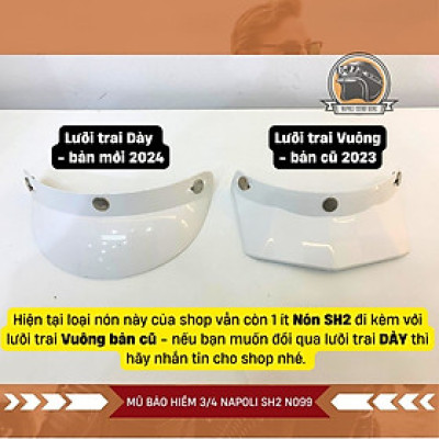 Mũ Bảo Hiểm 3/4 Napoli [CHÍNH HÃNG] [FREESHIP] - Nón Bảo Hiểm Napoli SH2 N099 - Viền Nhựa - Đủ Màu