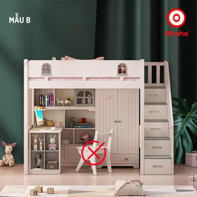 [Miễn phí lắp đặt & vận chuyển] Giường tầng trẻ em thông minh cao cấp có tủ áo và bàn học Ohaha - GTCC026