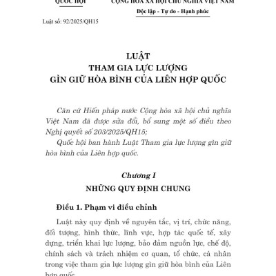 Luật tham gia lực lượng gìn giữ hòa bình của liên hợp quốc năm 2025