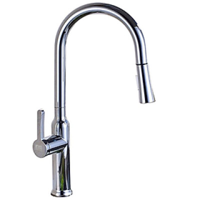 Vòi rửa chén nóng lạnh, dây kéo 2 chế độ Eurolife EL-T027 (Trắng bạc)