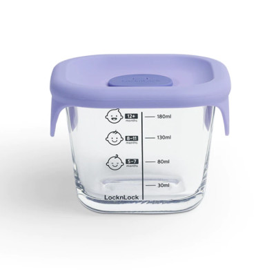 Hộp thủy tinh đựng thức ăn dặm cho bé LocknLock có vạch chia dung tích 230ml x 3 hộp LLG508S3ORG / LLG509S3PUP