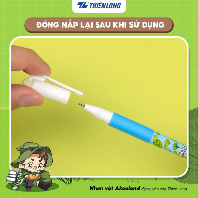 Bút gel Thiên Long GEL-012/AK - Nét viết 0.5mm êm mượt, đầu bút cao cấp, mực đều liên tục, nhân vật Akooland Tahi