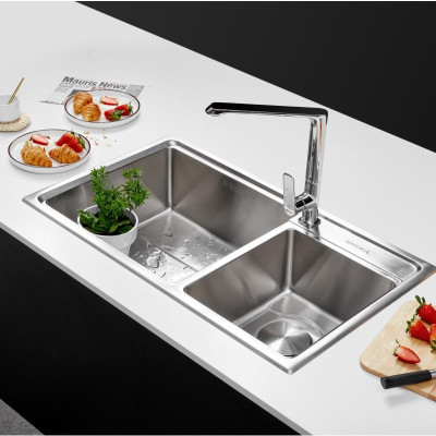 Chậu Rửa Chén Malloca MS 5082W - 2 Ngăn - Ngang 82cm - Hàng Chính Hãng