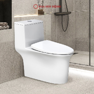 Bồn cầu một khối TUSLO LUXURY T012 chất liệu men cao cấp, nắp PP chống thấm - Hoa Sen Home - Hàng chính hãng - MIỄN PHÍ VẬN CHUYỂN