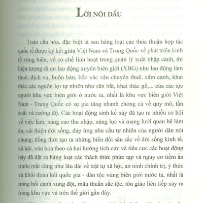 Di Cư Lao Động Xuyên Biên Giới Của Một Số Tộc Người Ở Vùng Biên Giới Việt Nam - Trung Quốc (Sách chuyên khảo) - Viện Hàn lâm Khoa học Xã hội Việt Nam - Vũ Đình Mười chủ biên