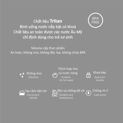 BÌNH UỐNG NƯỚC CÓ ỐNG HÚT CHO BÉ BẰNG NHỰA TRITAN KU5622 - 1200ML