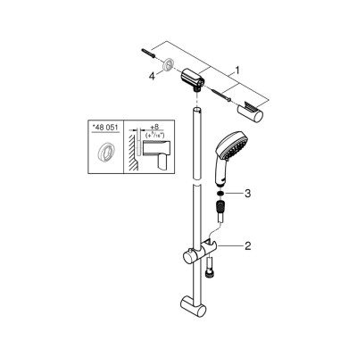 Bộ Tay Sen GROHE TEMPESTA COSMOPOLITAN 100 - 4 Chế Độ Kèm Thanh Trượt - 27787002