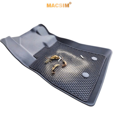 Thảm ô tô sd1 2 lớp dạng lưới lục giác Hyundai santafe 2024+  màu đen - bề mặt cao su siêu sạch - Macsim