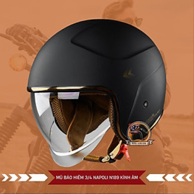 Mũ Bảo Hiểm Napoli 3/4 Kính Âm [CHÍNH HÃNG] [FREESHIP] - Nón Bảo Hiểm Napoli 3/4 Kính ÂM N189