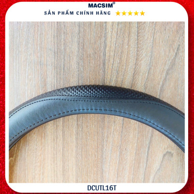 Bọc vô lăng cao cấp Macsim dành cho Vinfast E34, VF3, VF5, VF8, VF9 mã DCUT L16T-2 chất liệu da thật lõi cao su non - Khâu tay 100%