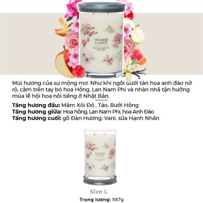 Nến ly tròn sáp đậu nành Yankee Candle size L (567g) - Sakura Blossom Festival