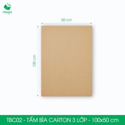 TBC02 - 100x50 cm - 5 tấm bìa carton 3 lớp nguyên tấm cứng cáp, bìa gói hàng, bìa mô hình