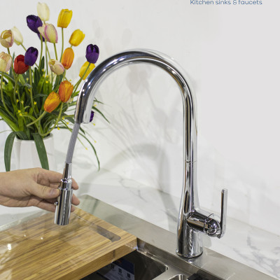 Vòi rửa bát rút dây Konox, Granite Series, Model Curva, 3 màu, Hàng chính hãng