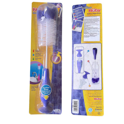 [ 5542-Nuby ] Cọ rửa bình sữa cổ thường và cổ rộng, chân có đế dính