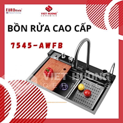 CHẬU RỬA BÁT EUROVINTO CAO CẤP INOX 2 HỐ VUÔNG MÃ 7545-AWFB