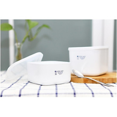 Set 02 hộp đựng thực phẩm chữ nhật White Pack 600ml & 500ml, không sản sinh ra các hoạt chất gây hại trong quá trình sử dụng - nội địa Nhật Bản 