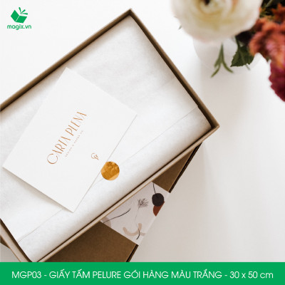 MGP03 - 30x50 cm - 100 tấm giấy Pelure trắng gói hàng, giấy chống ẩm 2 mặt mịn, giấy bọc hàng thời trang