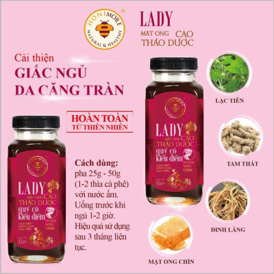 Combo mật ong rừng cao thảo dược Honimore Lady và mật ong rừng nguyên chất 670g - giúp ngủ ngon, chăm sóc sức khỏe phụ nữ