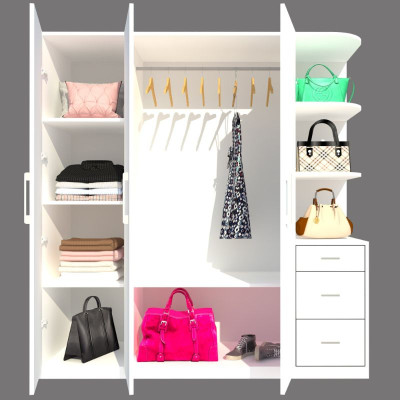 [Miễn phí vận chuyển & lắp đặt tại TP.HCM] Tủ quần áo gỗ cao cấp phong cách Bắc Âu thiết kế 3 cánh cửa mở thông minh tích hợp nhiều hộc kệ Ohaha - TQA032 - Màu D/Màu Trắng