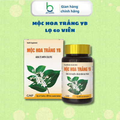 Viên Uống MỘC HOA TRẮNG YB Hỗ Trợ Rối Loạn Tiêu Hóa, Viêm Đại Tràng - Lọ 60 viên