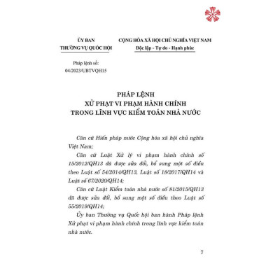 Sách - Pháp Lệnh Xử Phạt Vi Phạm Hành Chính Trong Lĩnh Vực Kiểm Toán Nhà Nước - NXB Chính Trị Quốc Gia
