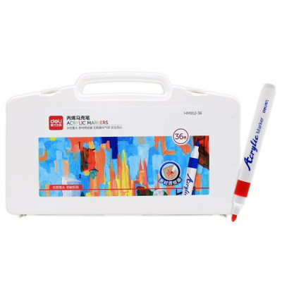 Hộp 36 Bút Màu Acrylic Marker 1 Đầu - Deli HM912-36