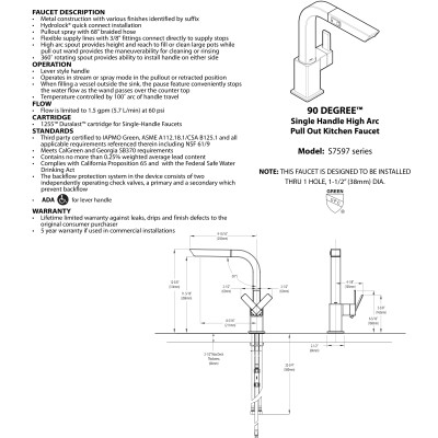 Vòi rửa chén dây rút MOEN S7597C (HÀNG CHÍNH HÃNG)