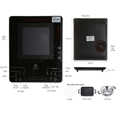 Bếp Điện Từ Electrolux ETD42SKS (2100W) - Đen - Hàng chính hãng 