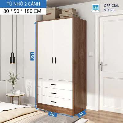 Tủ Quần Áo Gỗ Nhiều Ngăn Đa Năng Màu Trắng Phối Vân Gỗ Nâu Thương Hiệu SIB Decor TA08