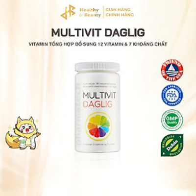 [Loại tốt] Thực phẩm bảo vệ sức khỏe Multivit Daglig, hỗ trợ bổ sung 12 vitamin và 7 khoáng chất Na Uy, lọ 180 viên