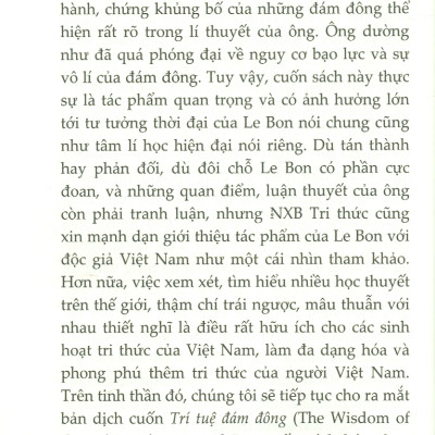 TÂM LÍ HỌC ĐÁM ĐÔNG - Cùng Tâm Lí Đám Đông Và Phân Tích Cái Tôi Của Của S. FREUD (Tái bản lần thứ mười bốn - năm 2022) - Tủ Sách Tinh Hoa