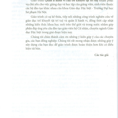 Giáo Trình Quản Lí Hành Vi Của Trẻ Khuyết Tật Trí Tuệ