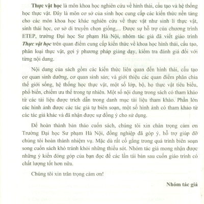 Giáo Trình Thực Vật Học - Trần Văn Ba, Nguyễn Thị Hồng Liên, Bùi Thu Hà (Đồng Chủ biên) - Nxb ĐHSP