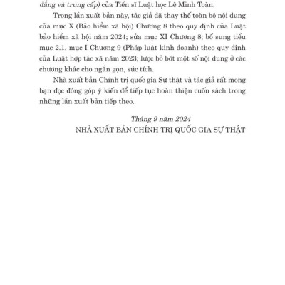 Pháp luật đại cương. Dùng trong các trường đại học và trung cấp (xuất bản lần thứ 21, có sửa chữa, bổ sung) - bản in 2024