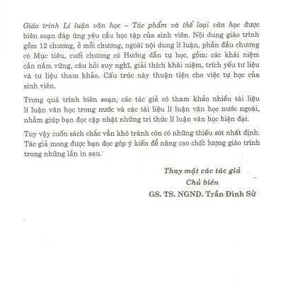 Giáo Trình Lí Luận Văn Học - Tác Phẩm Và Thể Loại Văn Học