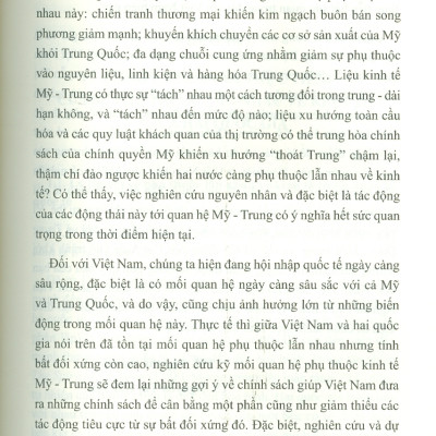 Sự Phụ Thuộc Lẫn Nhau Về Kinh Tế Giữa Mỹ Và Trung Quốc: Hiện Trạng, Xu Thế Và Tác Động Đến Việt Nam (Sách chuyên khảo) - Viện Hàn lâm Khoa học Xã hội Việt Nam - Viện Nghiên cứu Châu Mỹ;  TS. Nguyễn Thị Hải Yến chủ biên 