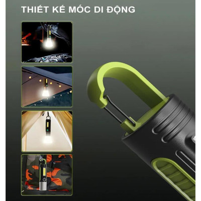 Đèn Pin Sạc Led Cob 4 Chế Độ Siêu Sáng Xst- 836 Dài 17Cm Có Móc Treo