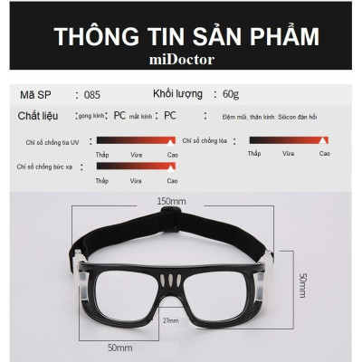 Kính Bảo Vệ Chơi Thể Thao, Chống Sương Mù Cao Cấp - Có Thể Lắp Mắt Kính Cận - Hãng miDoctor - Màu Navy