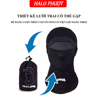 Khăn Trùm Khăn Ninja Có Lưỡi Trai Chống Nắng SWAT F4, Vải Thun Lưới Cao Cấp Siêu Thoáng Mát Co Giãn