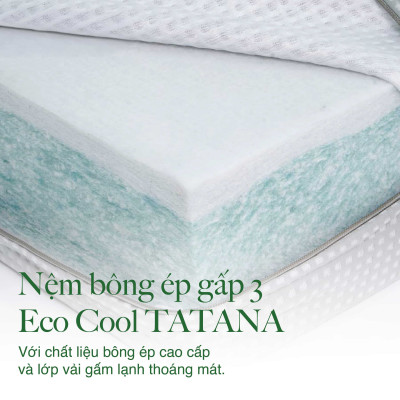 Nệm Bông Ép Tatana Eco Cool Gấp 3 - Áo vải Gấm Lạnh Thoáng Mát, Êm Ái. Bảo hành 10 năm