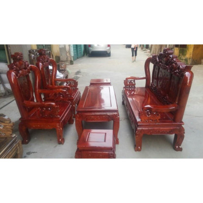 Bộ bàn ghế trạm nghê đỉnh gỗ xà cừ