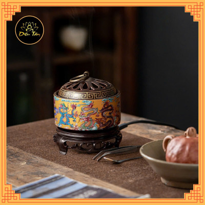 Lư điện xông trầm hương lư xông trầm size to có hẹn giờ có bảo hành dùng để xông trầm, tinh dầu - Diệu Tâm lư điện rồng
